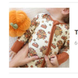 TURKEY TIME ONESIE 6-12 MONTHS FOOTLESS